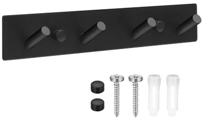 Garderobenhakenleiste, 6 Haken, schwarz, Edelstahl, Wandmontage