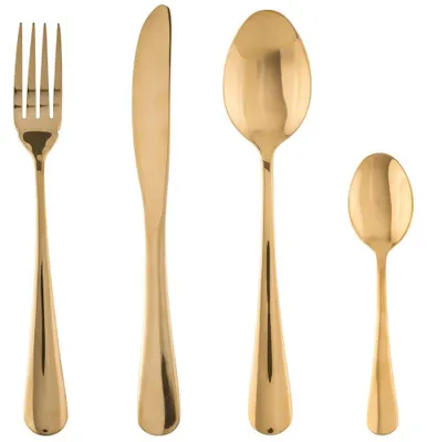 Produktbild von Edelstahlbesteck, praktisches 16-teiliges Set, für 4 Personen, golden, Secret de Gourmet