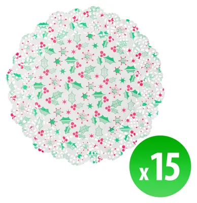 Produktbild von Weihnachtliche Papiertellerunterlage - 21,5 cm - 15 Stück pro Packung