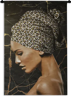 Produktbild von MuchoWow® Wandteppich Wandbehang Frau - Kopftuch - Abstrakt 60x90 cm Tapisserie Dekoration Wandtuch - Foto-Teppich - Abwaschbar