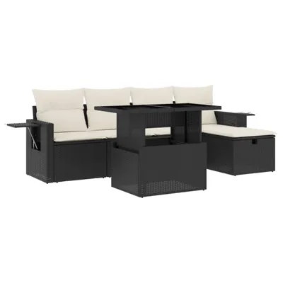 Produktbild von vidaXL 6-tlg. Garten-Sofagarnitur mit Kissen Schwarz Poly Rattan