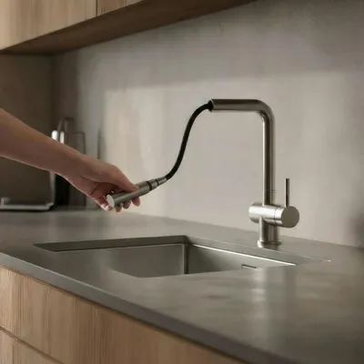 Imagen del producto de Grifo de cocina de acero inoxidable con caño extensible, modelo PS8500-02 Pure.Sink