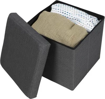 Produktbild von Urban Living Sitzhocker faltbar Sitzwürfel "ASPECT LIN" Sitz-Box 53498 anthrazit