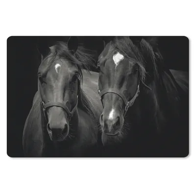 Produktbild von MuchoWow® Mauspad Mousepad Pferde - Tiere - Schwarz 27x18 cm - Mousepads - Maus Mat - Pad - Mausunterlage - Büroartikel - Desk Matten
