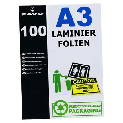Produktbild von 100x PAVO Laminierfolien A3 303 x 426mm 2x  75/80 mic Hochglanz