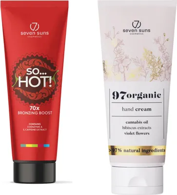 Productafbeelding van 7suns so HOT! Tingle Bronzer bruiningslotion 250 ml + 7suns 97organic handcrème 75 ml