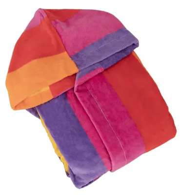 Zdjęcie produktu dla Szlafrok dziecięcy z polaru - w paski - kolor mulberry