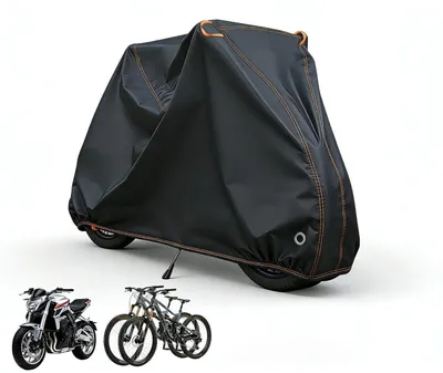 Zdjęcie produktu dla Pokrowiec na rower, wodoodporny, wykonany z tkaniny Oxford 500D, z otworem na zamek i torbą, wymiary: 210x110x100 cm