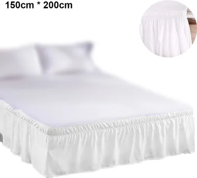 Produktbild von Bettrock, gebürstetes Polyester, mit DREI Stoffseiten, elastischer Staub-Rüschen, leicht anzubringen, Polyester
