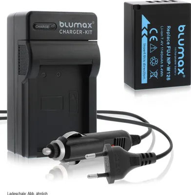 Produktbild von 1x Akku + Lader für Fuji NP-W126 -W126s X-Pro3 X-T30 X-T200  1140 mAh (7,2V)