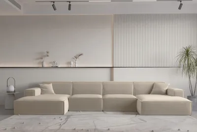 Produktbild von Wohnlandschaft U-Form CELES PREMIUM in Stoff Opera Velvet Beige