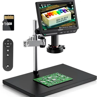 Image de Microscope numérique - TM4K Max HDMI/USB - Résolution 4K - 52 MP - Grossissement de 1500 à 3000x - Écran de 25,7 cm - Idéal pour la soudure - Rechargeable par USB