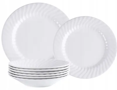 Zdjęcie produktu dla Serwis Porcelanowy Fala18El 6Osób Komplet Zestaw Talerzy Ryflowanych