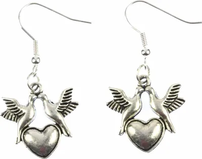Produktbild von Vögel mit Herz Ohrringe Miniblings Valentinstag Vogel Liebe Herzen silber