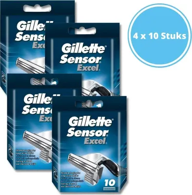 Produktbild von Gillette Sensor Excel Scheermesjes - Mannen - 4 x 10 stuks