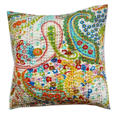 Kissenbezug Blumen-Blatt-Design, Baumwolle, 40 x 40 cm, weiß, 1 Stück