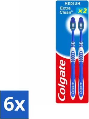 Image de Colgate Brosses à dents Extra Clean Duo Medium 2 brosses - pack avantage - 6 pièces