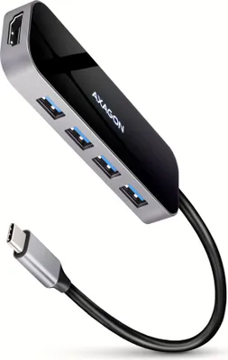 Produktbild von AXAGON Axagon HMC-6H4A Laptop-Dock/Port-Replikator Kabelgebundener USB 3.2 Gen 1 (3.1 Gen 1) Typ-C Schwarz, Grau