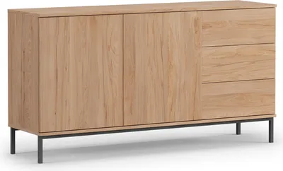 Image de Commode Querty, largeur 150 cm, commode à deux portes avec push to open", avec 3x tiroirs (couleur : Hikora)"