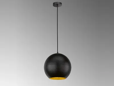 Produktbild von LED Pendelleuchte Kugel 1 flammig dimmbar mit Lampenschirm Schwarz - innen Gold