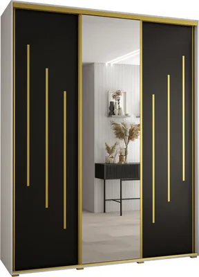 Produktbild von MEBLE KRYSPOL Davos 9 Schrank, drei Türen - 235,2x190x60 cm - Weiß Schwarz Gold