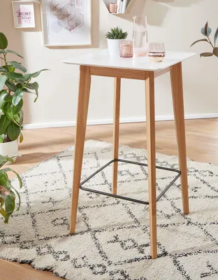Obrázek produktu pro FineBuy stůl 60x110x60 cm bílý | Barový stůl pro 4 osoby | Moderní barový stůl Designový stůl dřevo Vysoký stůl z ≈skandinávského dubu