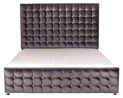 Produktbild von Luxus Samt Textil Bett Doppel Betten Chesterfield mit Kristallsteinen 180x200cm