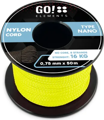 Produktbild von GO!elements 50m Nano Cord Seil aus reißfester Nylonschnur - 0,75mm Nano Cord Typ Nano Schnur - geeignet als Allzweckseil & Reepschnur - Max. 16kg, Farbe: Neon
