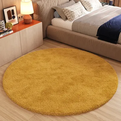 Produktbild von Koberec Obývací pokoj Ložnice Jednobarevný Moderní design Shaggy Vysoký vlas Žlutý Měkký Kulatý ÖKOTEX 160 x 160 cm