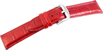 Produktbild von Echtleder-Uhrenarmband, rot, Krokooptik, 22 mm / 26 mm