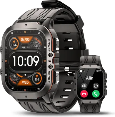 Produktbild von Smartwatch Herren 1,96 Zoll AMOLED HD-Bildschirm, mit Telefonfunktion, Blutdruckmessgerät, Herzfrequenz-Schrittzähler, SpO2  IP68 Android IOS