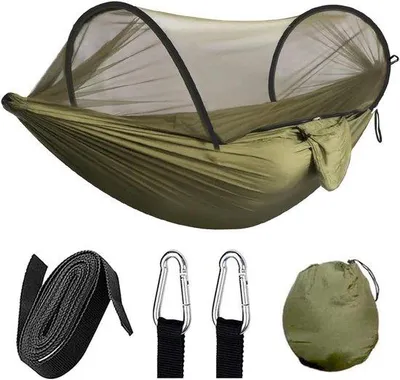 Produktbild von Camping-Hängematte mit Moskitonetz – tragbar und robust – 1 Stück – 260 x 140 cm