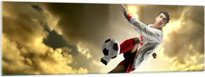 Produktbild von Bilder auf glas - Ball Junge Fußball Training - 160x50cm - Glasbilder - Wandbilder - Kunstdruck - zum Aufhängen bereit - Wanddekoration aus Glas - Glas Bilder - Wandbild auf Glas - GAB160x50-2106