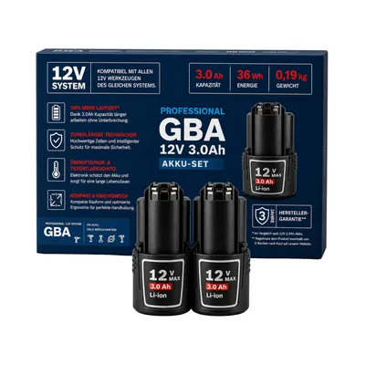 Produktbild von 2X 12V 3.0Ah Akku kompatibel mit Bosch Professional GBA 12V – Li-Ion Ersatzakku
