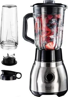 Produktbild von Smoothie-Maker aus Glas - To-Go-Becher mit Pulse-Funktion - Eiszerkleinerungsfunktion - BPA-frei - Spülmaschinengeeignet - +++