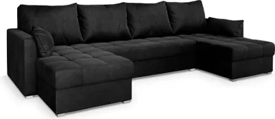 Produktbild von Masseno Ecksofa NAKO M mit Schlaffunktion U-Form, Sofa mit Bettkasten, Wohnzimmersofa, Couch, Soffa, Bettsofa, Couchgarnitur- Schwarz, MONOLITH 95