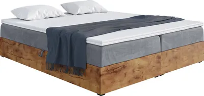 Produktbild von MEBLINI Boxspringbett mit Bettkasten - Gepolstert Doppelbett mit Matratze und Topper - Polsterbett mit Stauraum - Bett mit Kopfteil - Stauraumbett - LOFTY BOX - 160x200 - H4/Grau Samt