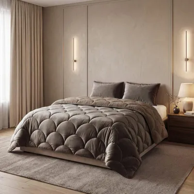 Produktbild von Sleeptime Lazy Teddy/Samt Taupe/Braun 200x200cm + 2x60x70 cm