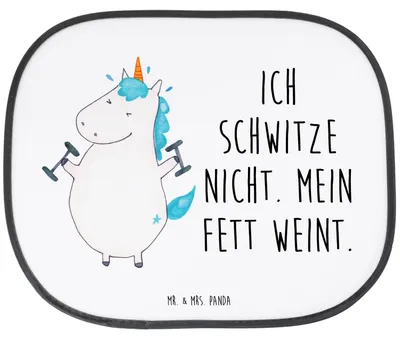 Produktbild von Mr. & Mrs. Panda Sonnenschutz Fürs Auto Einhorn Fitness - Weiß - Geschenk, Fitnessstudio, Sonnenblende, Unicorn, Autosonnenschutz, Sport, Diät, Hitzeschutz, Gym