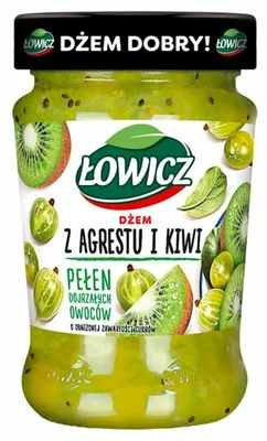 Produktbild von Łowicz Konfitüre aus Holunder und Kiwi, mit reduziertem Zuckergehalt, 280 g