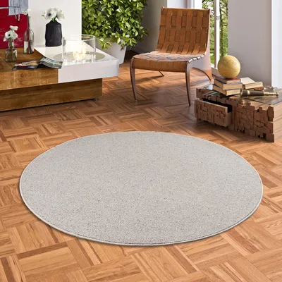 Produktbild von Natur Teppich Wolle Berber Grau Meliert Rund, Größe:100 cm Rund