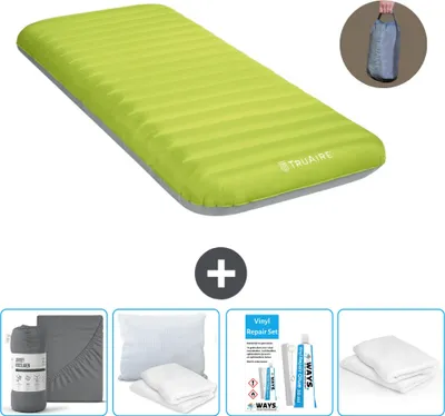 Produktbild von Intex Campingmatte - 1 Person - 76 x 191 x 17 cm - Grün - Inklusive Pumpe - Spannbettuch - Küssen - Reperaturset en Kissenschutz