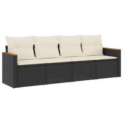 Obrázek produktu pro vidaXL 4dílná zahradní sedací souprava s polštáři Black Poly Rattan