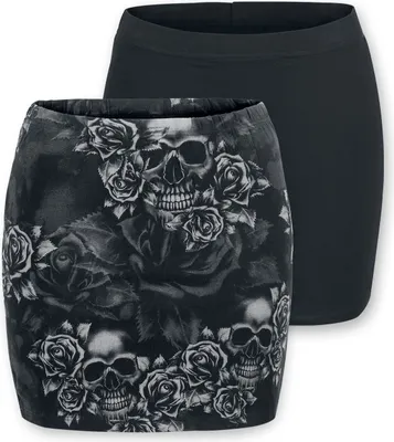 Produktbild von Black Premium by EMP Damen schwarzer und grauer Rock im Doppelpack L