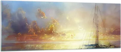 Produktbild von Bilder auf glas - Einteilig - Segelboot Westen die Sonne - 140x50cm - Glasbilder - Wandbilder - Bilder - Wanddekoration aus Glas - Glas Bilder - Wandbild auf Glas - GAB140x50-4145