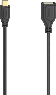 Produktbild von Hama USB-C-OTG-Kabel Flexi-Slim, USB 2.0, 480 Mbit\s, Schwarz, 0,15 m