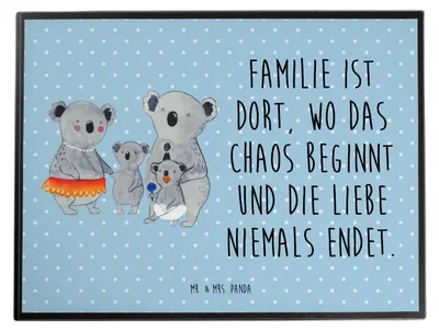 Produktbild von Mr. & Mrs. Panda schreibtischunterlage Koala Familie - Blau Pastell - Geschenk, Kinder, Schreibunterlage, bastelunterlagen, schreibtischunterlagen, malunterlage, Family
