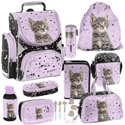 Image de Mega Set scolaire XXL – Chat : ensemble de 10 pièces pour le cartable, pour garçons et filles, motif chatons