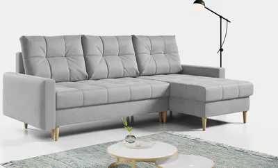 Produktbild von Ecksofa Wohnzimmer - L-form mit Schlaffunktion und Bettkasten - ASTRA - Hellgrau