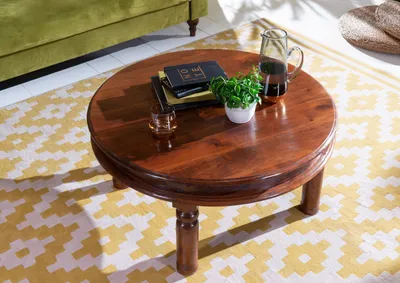 Produktbild von MASSIVMOEBEL24 Couchtisch rund Akazie 90x90x45 nougat lackiert OXFORD #330